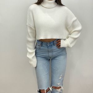 NWT White Turtleneck Cropped Sweater